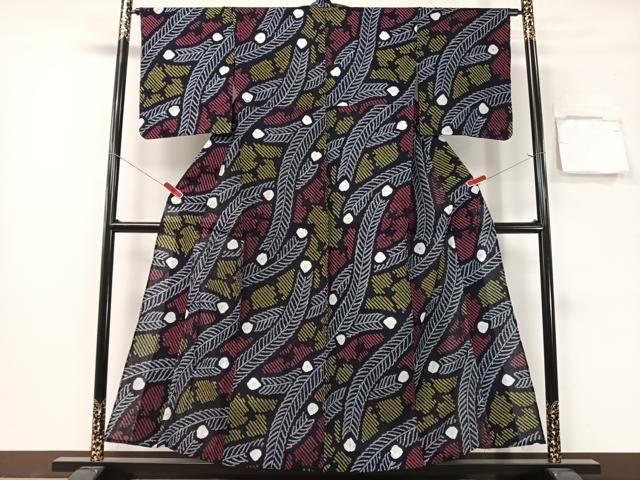 平和屋着物∴夏物　浴衣　有松鳴海絞り　孔雀羽根文　綿　逸品　CABG7611vp