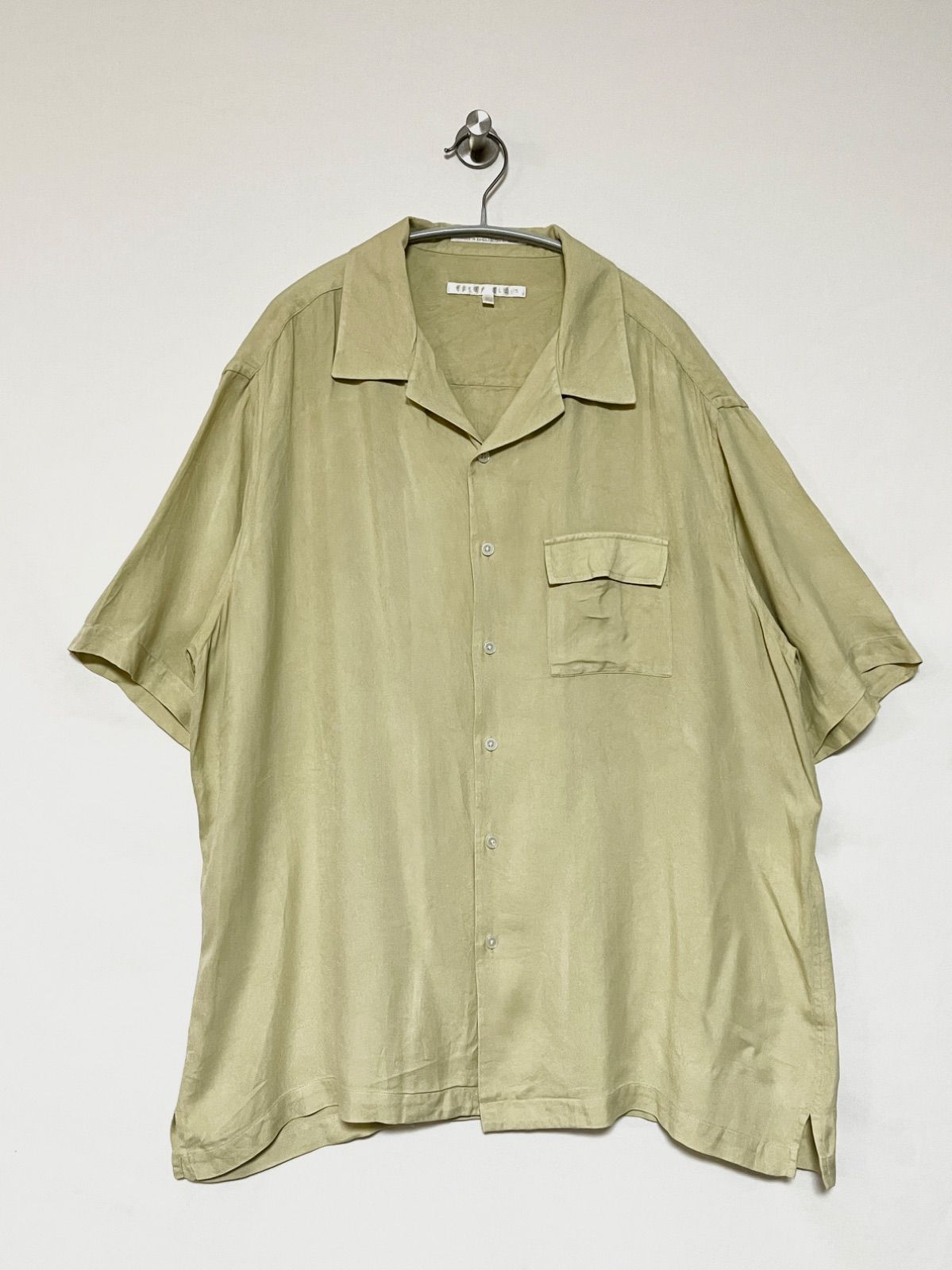 PERRY ELLIS】90s S/S シルクオープンカラーシャツ XL 開襟 半袖