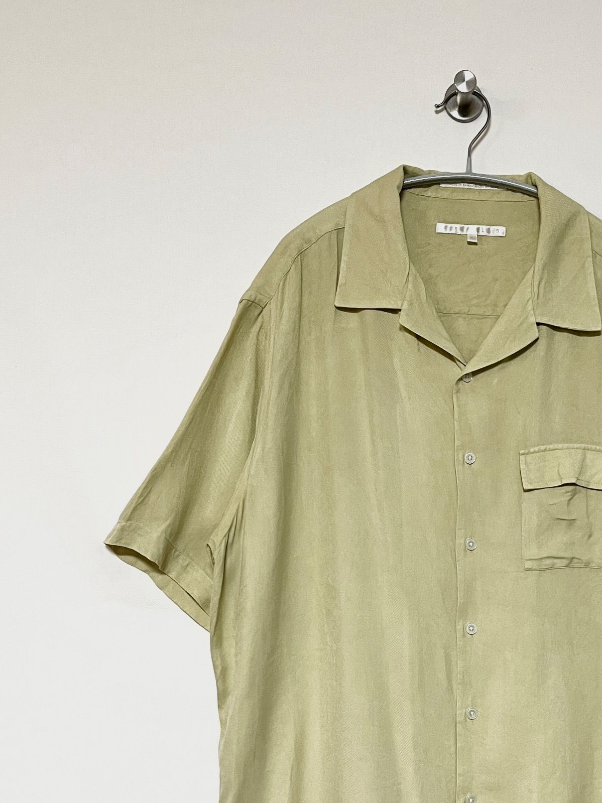 PERRY ELLIS】90s S/S シルクオープンカラーシャツ XL 開襟 半袖