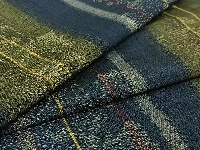 平和屋着物▽上質な紬　単衣　南天文　正絹　逸品　AABI5010jh
