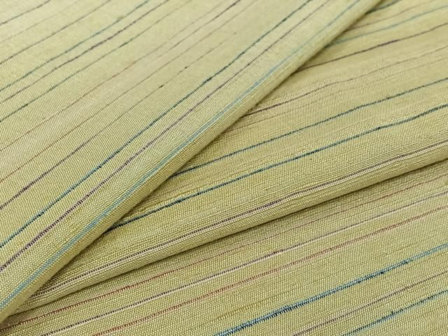 平和屋着物▽上質な紬 単衣 横段文 正絹 逸品 AABI4997jh