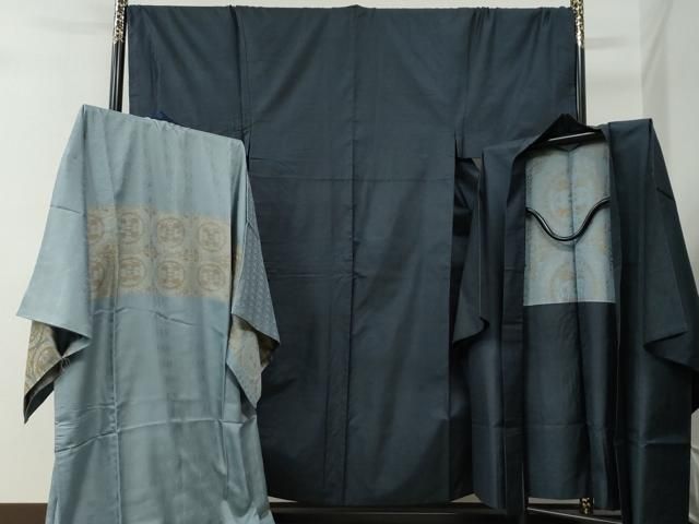 平和屋着物●男性　本場大島紬　アンサンブル・長襦袢セット　100亀甲　総詰め　キングサイズ　正絹　逸品　CABG0096yc
