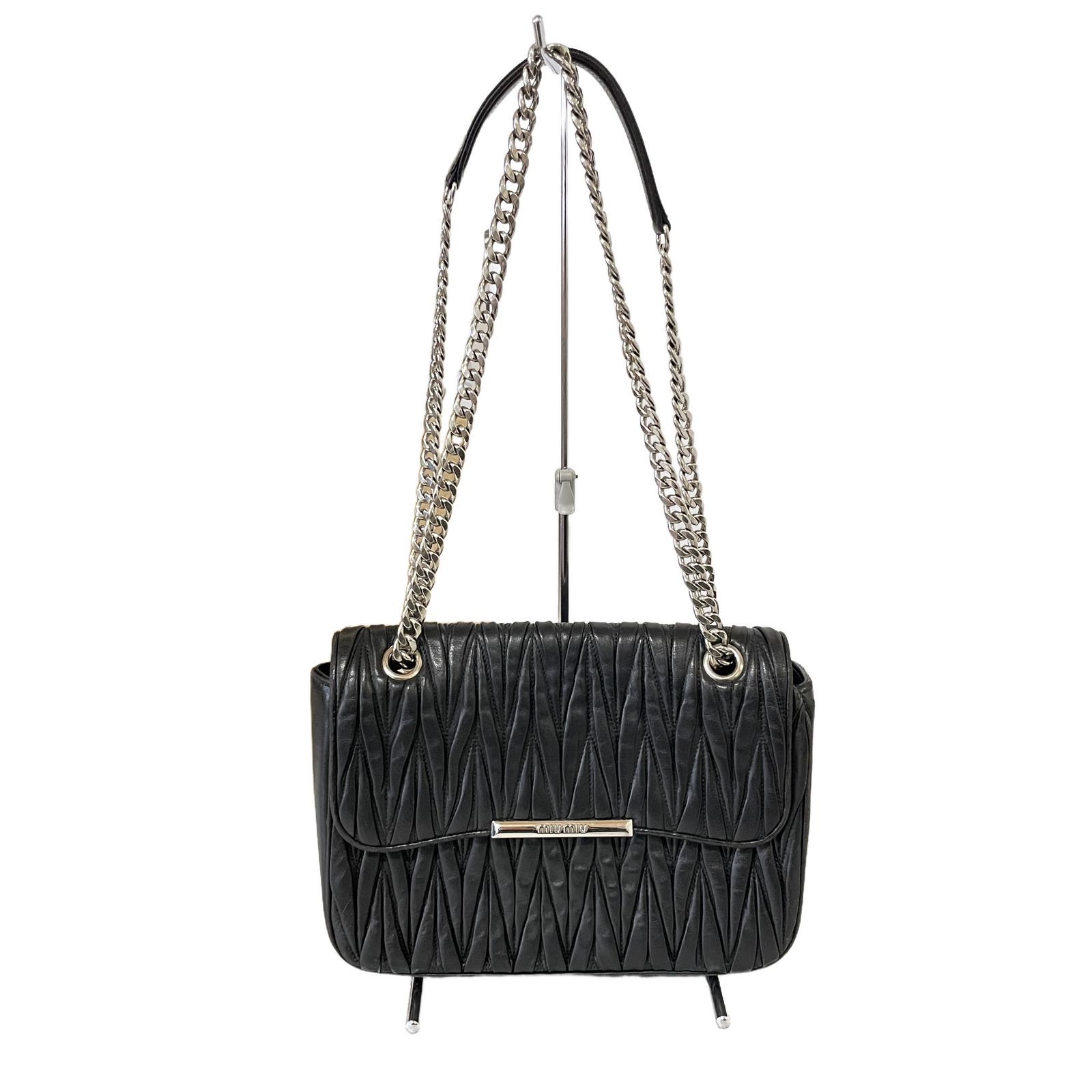 ミュウミュウ Miu Miu チェーンショルダーバッグ 黒 ハンドバッグ