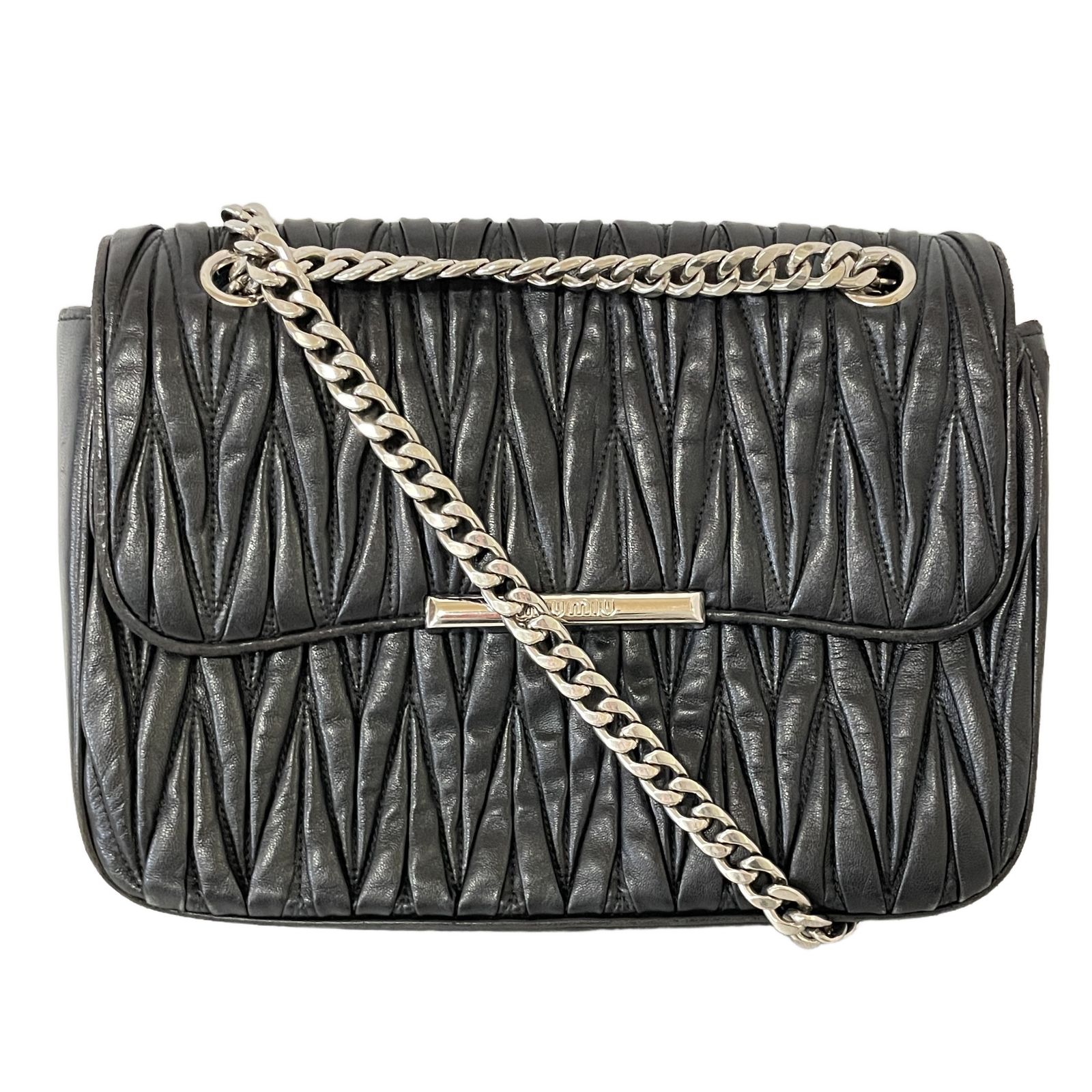 ミュウミュウ Miu Miu チェーンショルダーバッグ 黒 ハンドバッグ