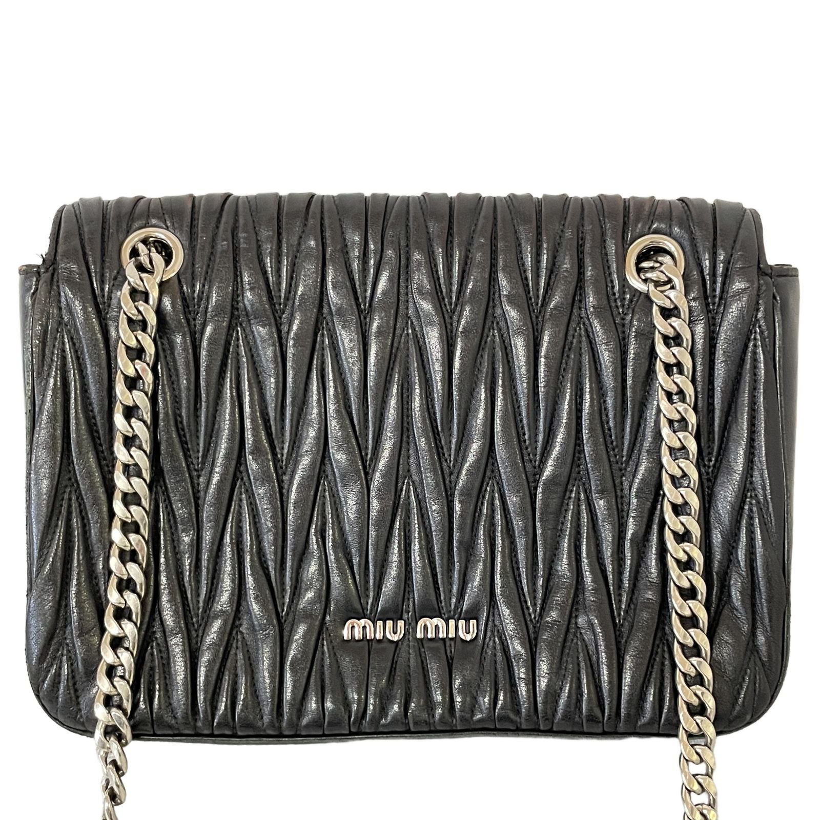 ミュウミュウ Miu Miu チェーンショルダーバッグ 黒 ハンドバッグ
