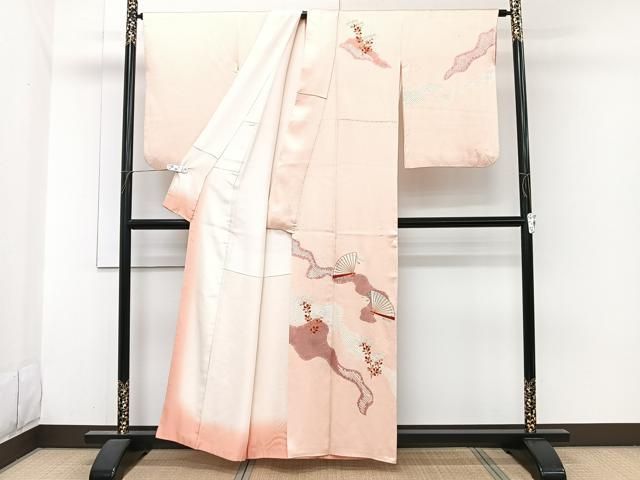 平和屋着物□訪問着 絞り 刺繍 扇草花文 正絹 逸品 CABH5385xi - メルカリ