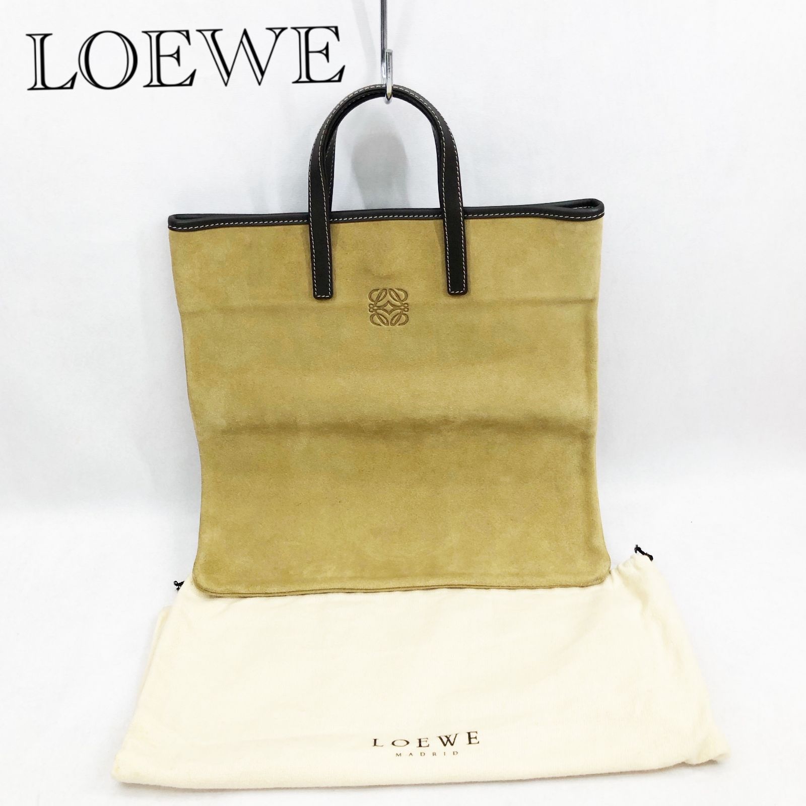 LOEWE スエード トートバッグ ベージュ　ヴィンテージ LOEWE ベージュ スエード トートバッグヴィンテージ