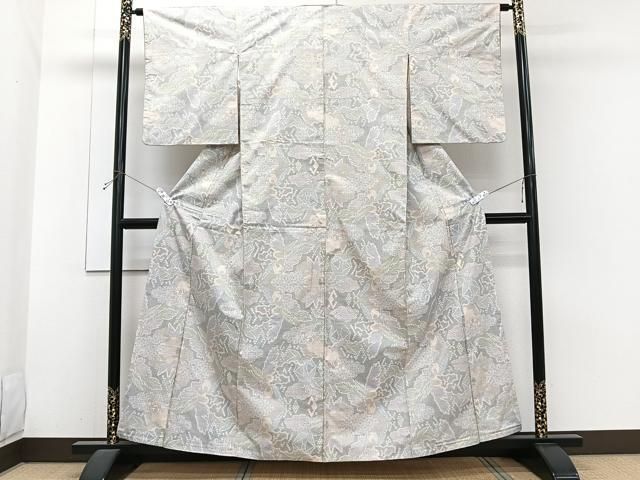 平和屋着物□本場大島紬 白大島 7マルキ 亀甲草花文 正絹 逸品