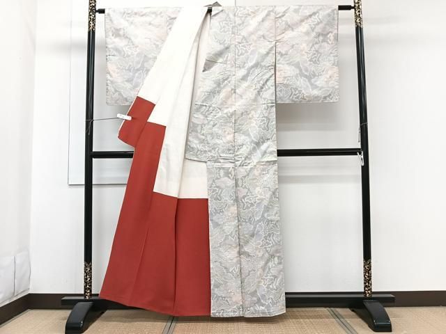 平和屋着物□本場大島紬 白大島 7マルキ 亀甲草花文 正絹 逸品