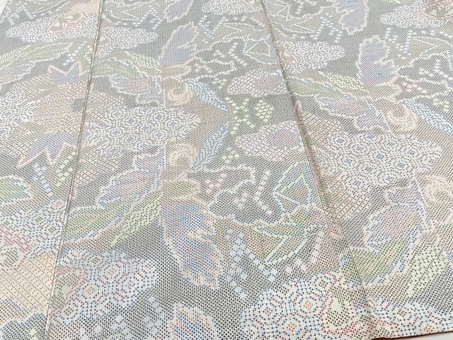 平和屋着物□本場大島紬 白大島 7マルキ 亀甲草花文 正絹 逸品