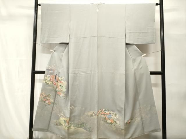 平和屋着物□豪華色留袖 寿光織 十二単 流水孔雀花文 金糸 正絹 逸品