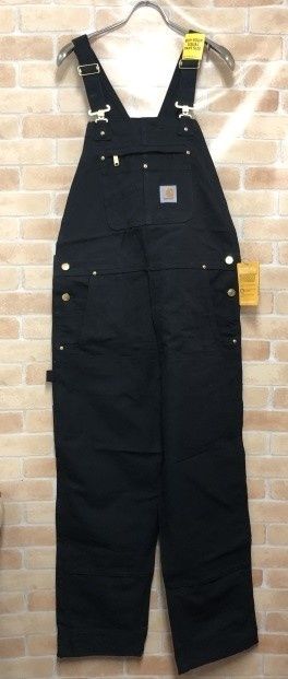 【中古】 Carhartt カーハート DUCK UNLINED BIB OVERALLS ブラック 36×30 111454611