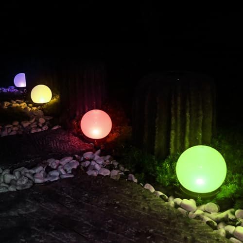 翌朝まで点灯!! 【GWSOLAR 庭園灯ボール2個組~直径20cm +RGB色】Smart Lighting ソーラーライト 明るさ60ルーメン, リモコンで点灯時間選び 昼光色・電球色・白色とカラー七色調節 お庭 ガーデン 玄関先 芝生 歩道 階 国内発送 8,964円