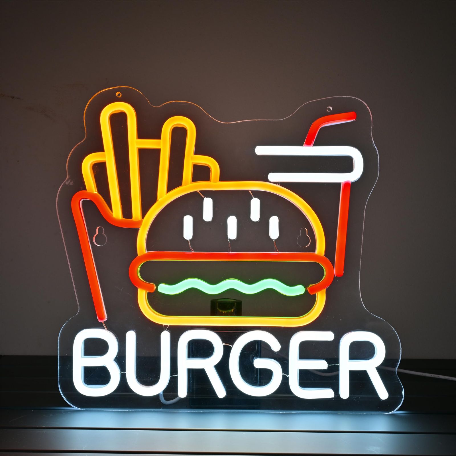 CNBEYOUNG BURGER ネオンサイン ハンバーガー 洋食店ネオンライト標識看板 店舗インテリア レストラン バー カフェ ハンバーグ ステーキ屋 居酒屋 飲食店 喫茶店用サイン パーティー装飾 イベント飾り 多階段調光可 LED ネオン管ラ 国内発送