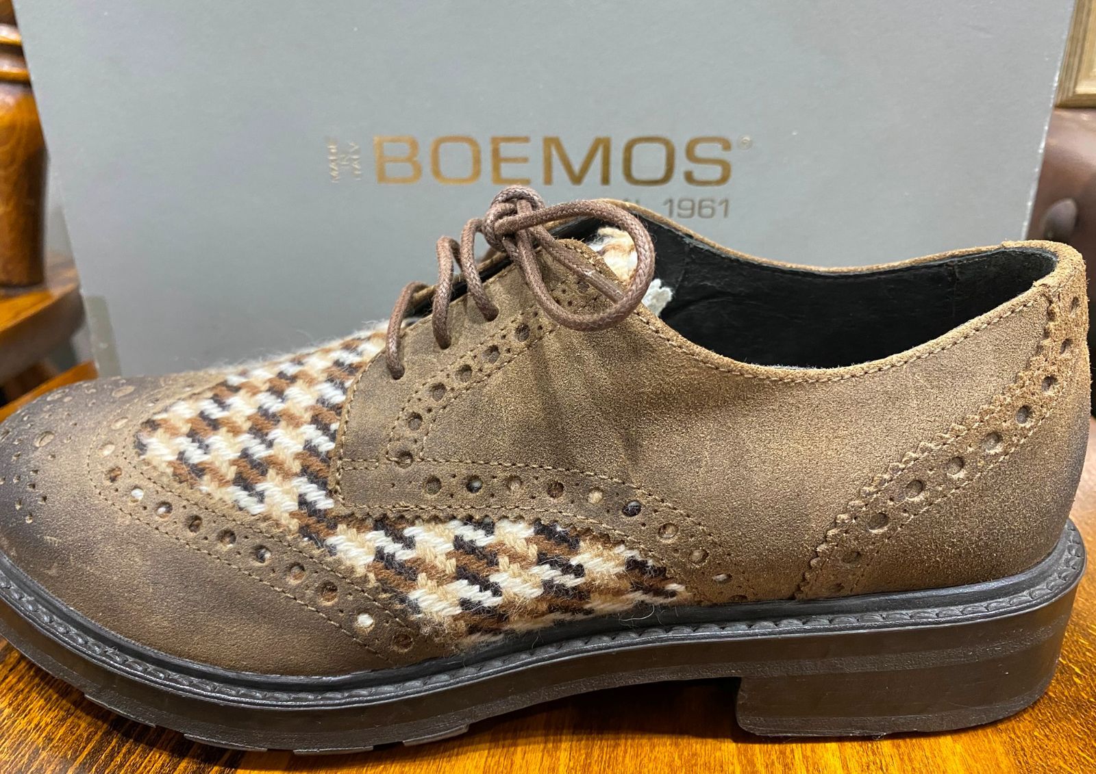 □BOEMOS ボエモス 定価2.7万 伊製 スウェードレザー レースアップ 