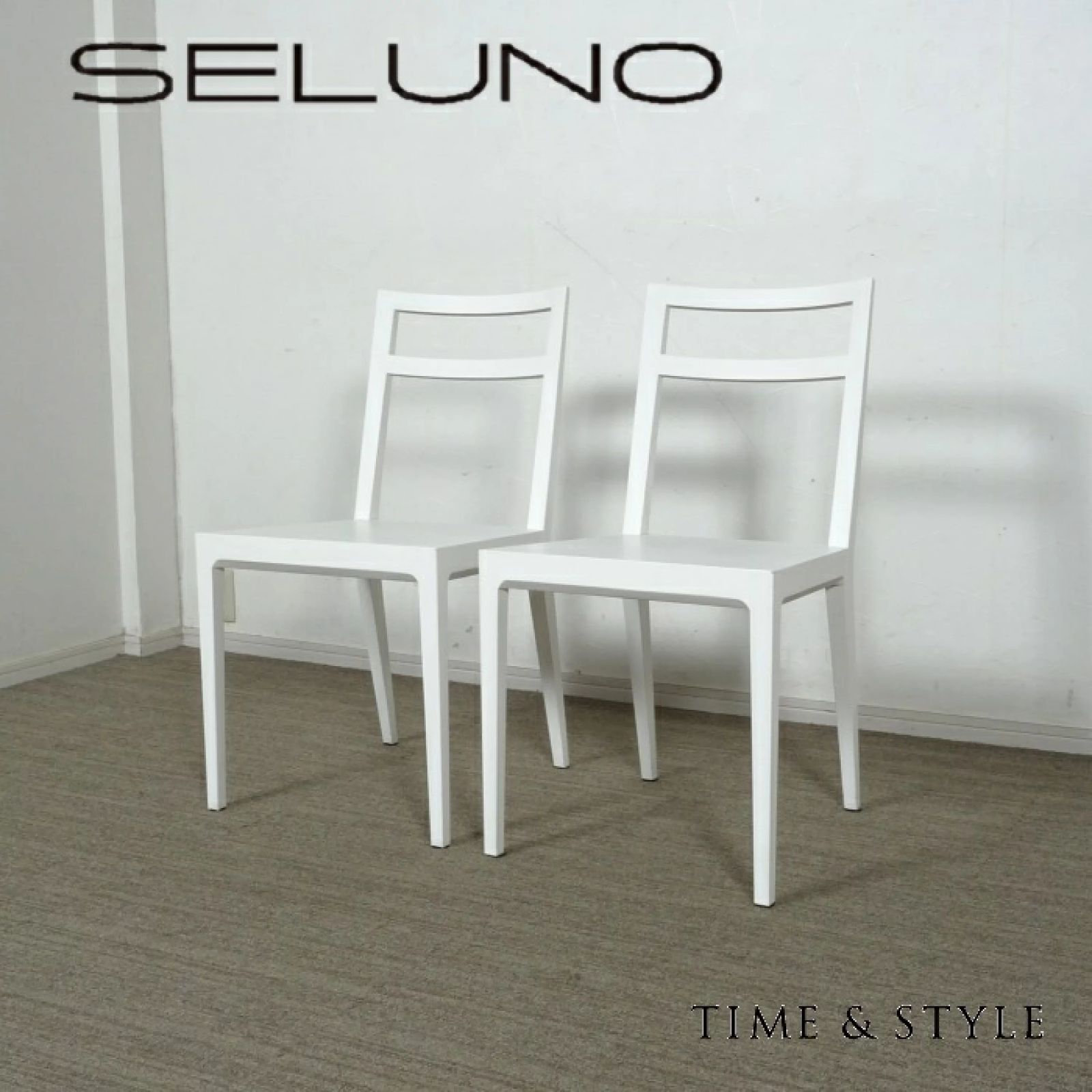 ◾︎SELUNO◾︎ 【展示良品】TIME & STYLE タイムアンドスタイル Carlos / カルロス ダイニングチェア 2脚セット / ホワイト 13万 x557