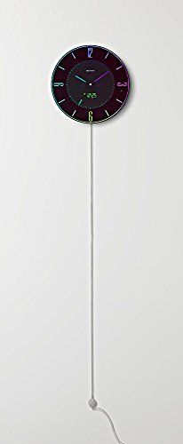 リズム(RHYTHM) 掛け時計 置き時計 電波時計 365色 LED 推し色 変更機能付き 黒 イロリア (Iroria) 8RZ197SR02 φ27x2.1cm 国内発送