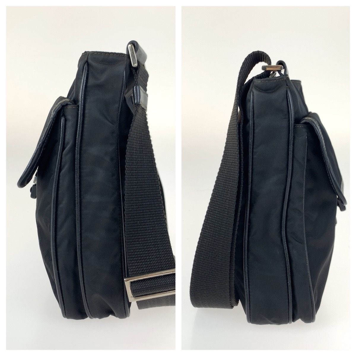 PRADA プラダ 三角ロゴプレート テスート ブラック 黒 シルバー金具 