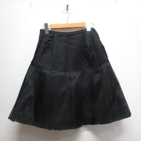 ルネ Rene 美品 レイヤード用 オーガンジー プリーツ スカート 34 黒
