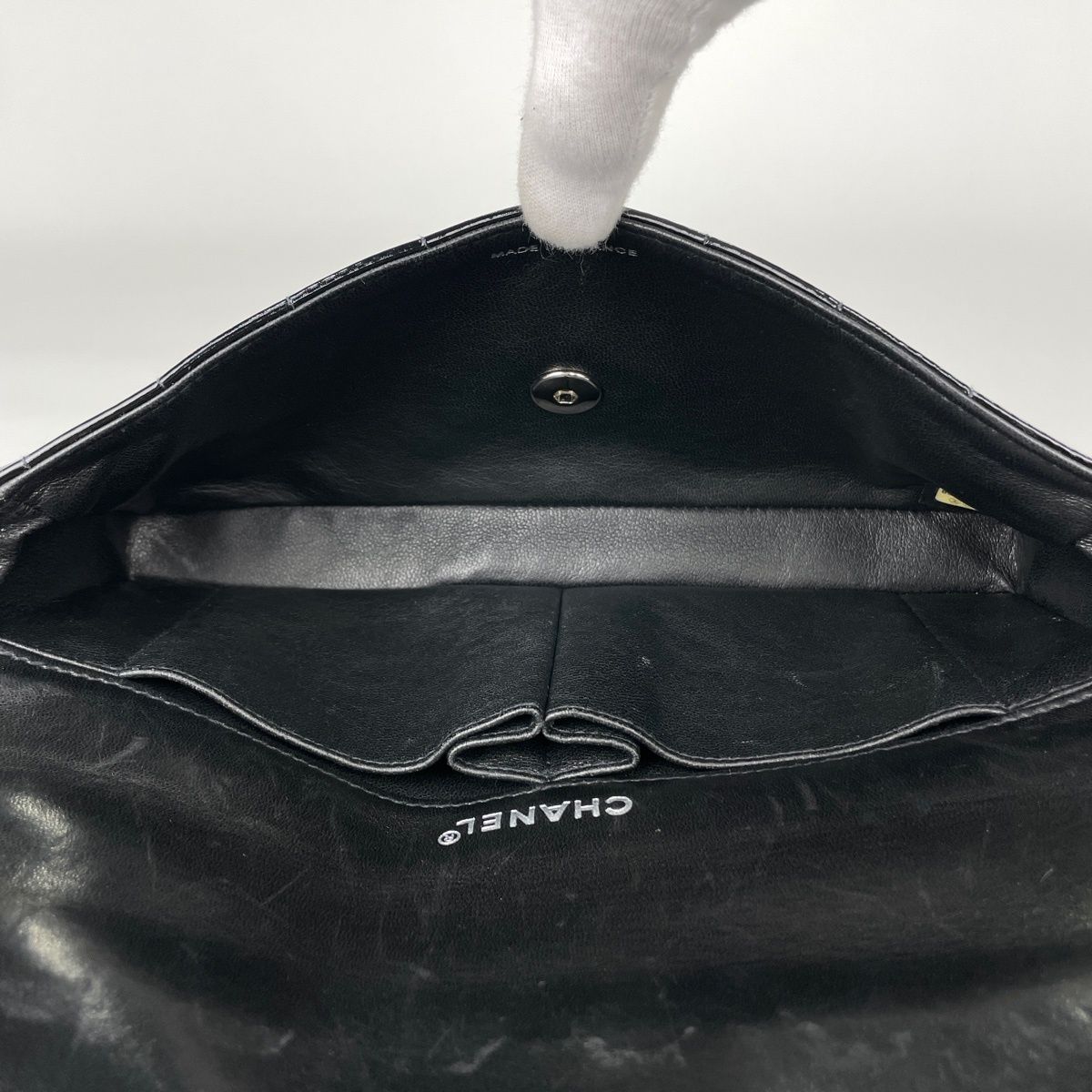 シャネル CHANEL チョコバー チェーン ショルダーバッグ エナメル 