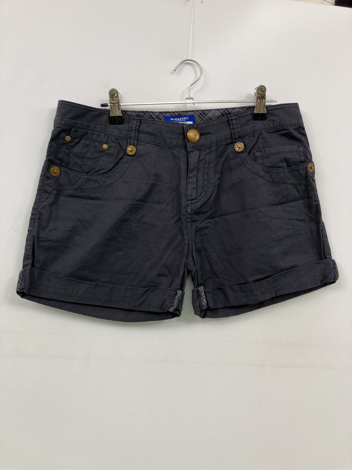 BURBERRY BLUE LABEL バーバリーブルーレーベル チノパンツ 38 ブラック ショート・ひざ上丈 コットン 無地 ワンポイント スタンダード ローライズ レディース