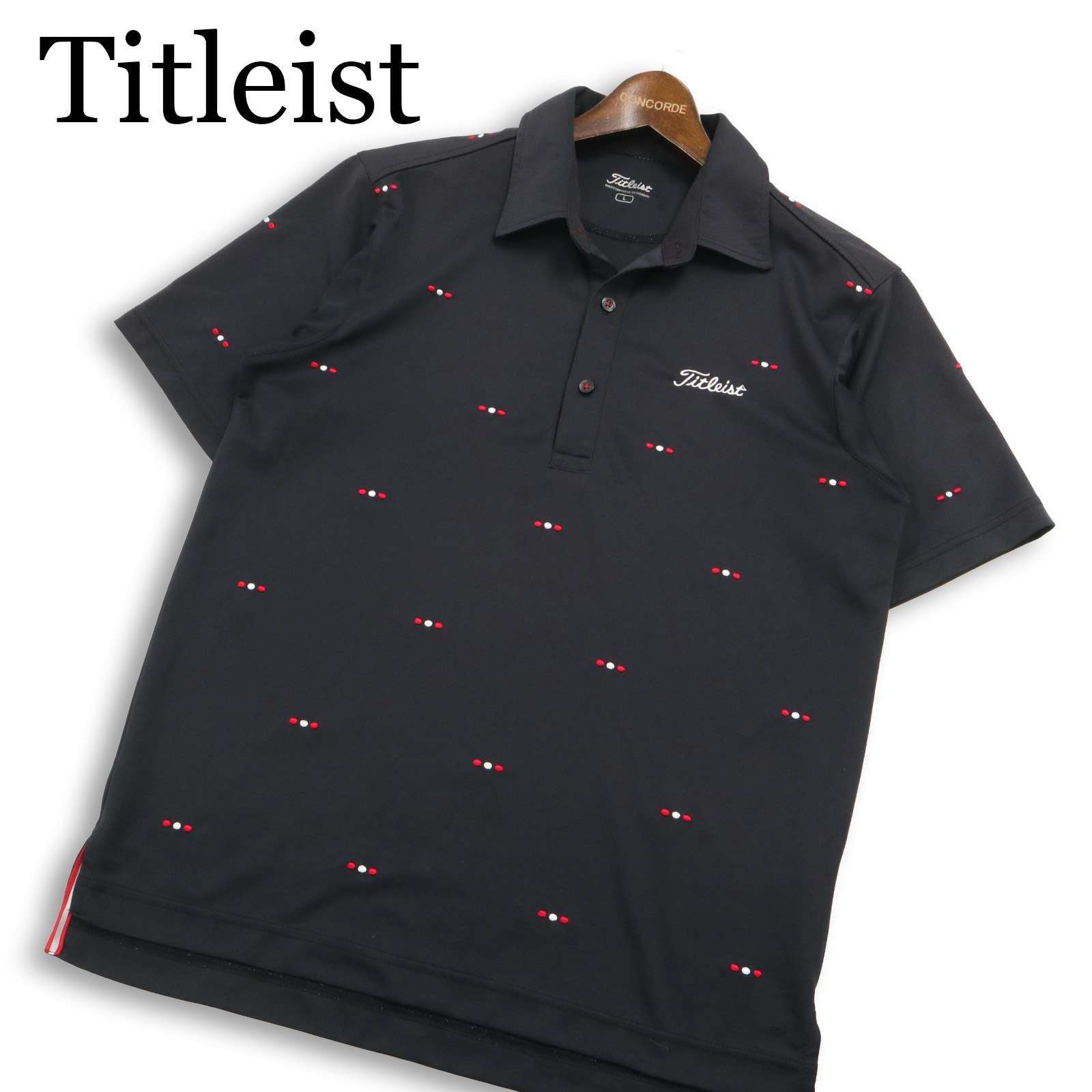 Titleist タイトリスト ゴルフ 春夏☆ 半袖 ロゴ刺繍 総柄 ポロシャツ