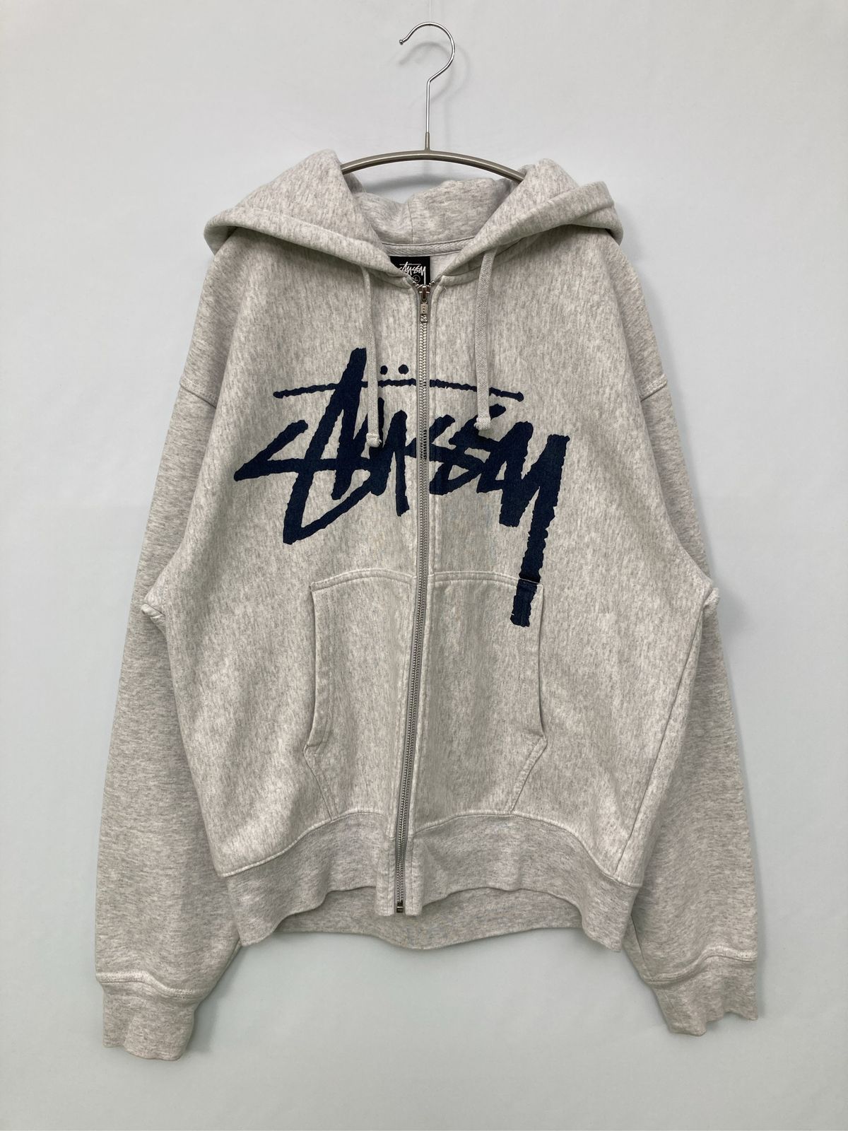 Stussy Lサイズ グレー パーカー ジップアップパーカー ジップ