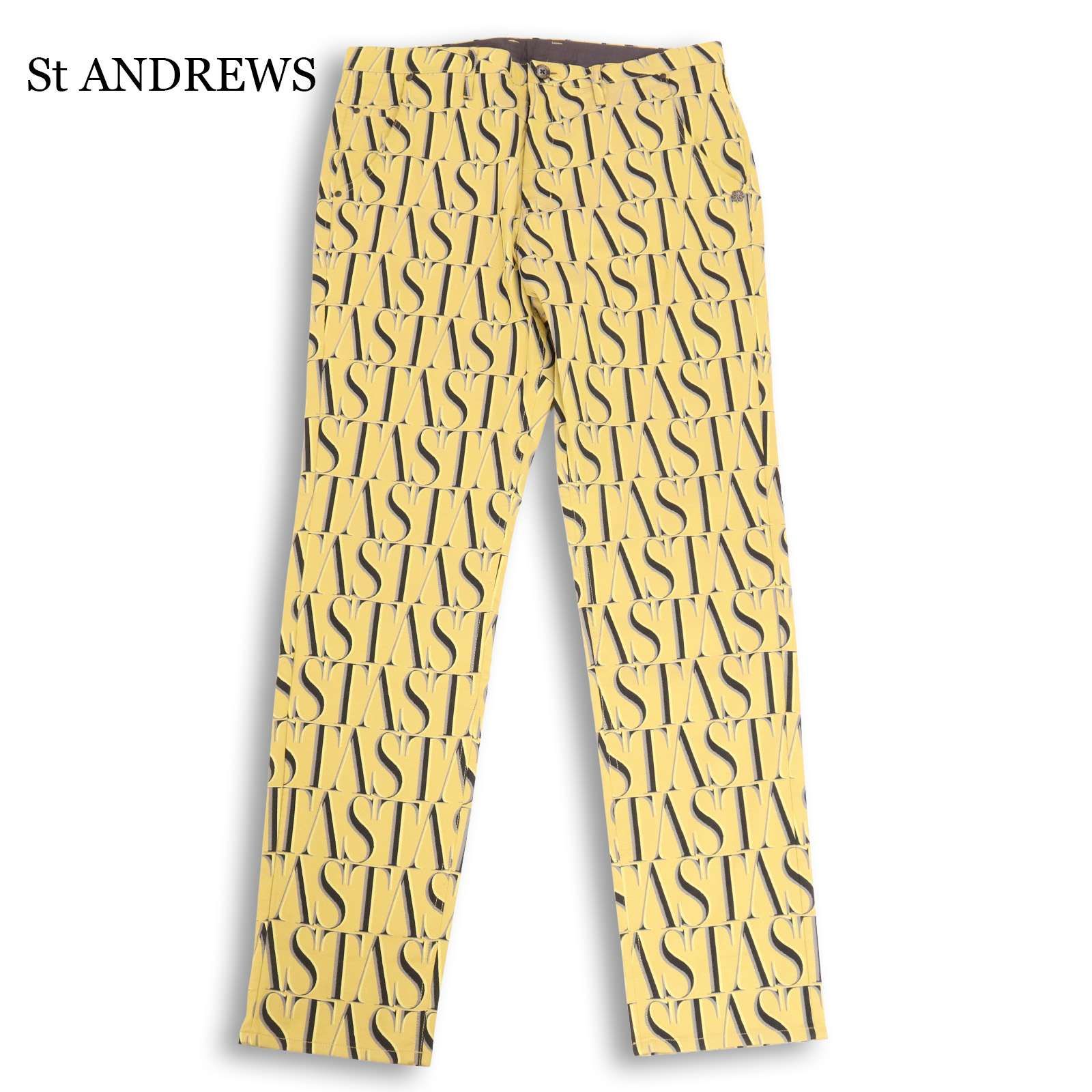 St ANDREWS セントアンドリュース ゴルフ 通年★ ジャガード ロゴ総柄 スラックス パンツ 大きいサイズ Sz.LL メンズ