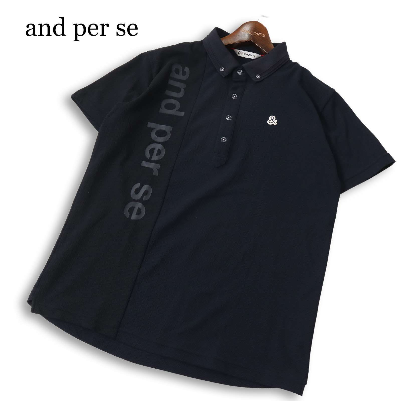 美品 23SS☆ and per se アンパスィ ゴルフ 春夏 ロゴ☆ 半袖 メッシュ 