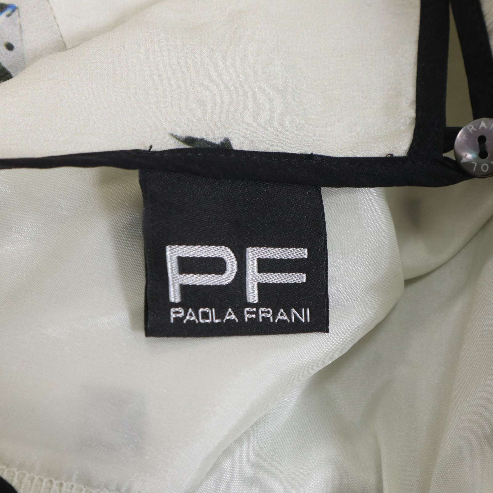 PF パオラフラーニ PAOLA FRANI 素敵 デザイン コート I36 イタリア製☆ PAOLA FRANI パオラフラーニ 春夏☆ シルク100% 総柄