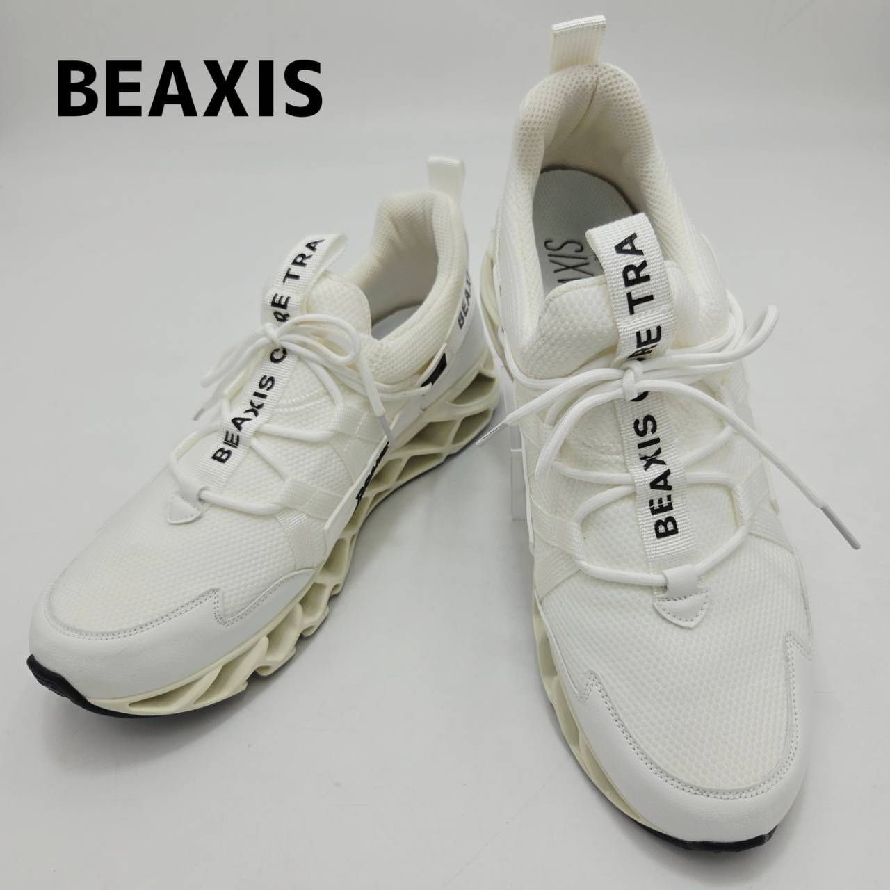 美品　BEAXIS　ビーアクシス　バランスコアスニーカー　ダイエット　体感トレーニング　ウォーキング　厚底　3L　ホワイト/白