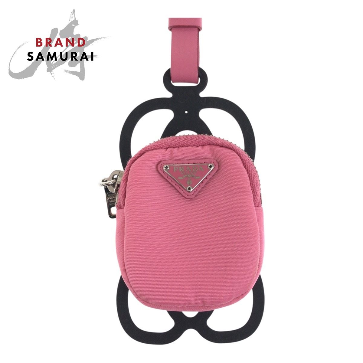 美品 PRADA プラダ テスート 三角ロゴプレート ピンク コインケース スマホケース iPhoneケース スマートフォンホルダー レディース 603055【中古】