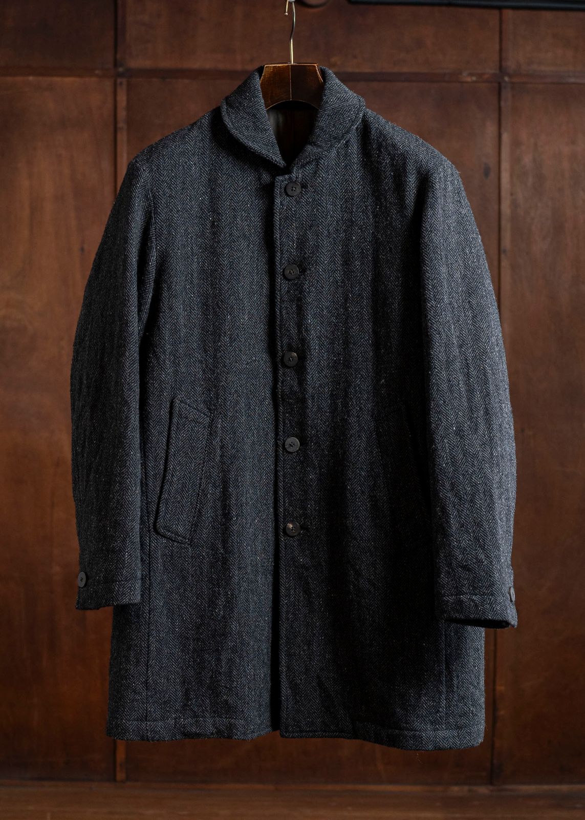 RINEN ショールカラーヘリンボーンコート ステンカラーコート 2 中古