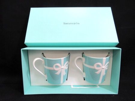 ティファニー TIFFANY&Co ペアマグカップ ブルーリボン ブルーボックスマグ BOX入 美品中古■