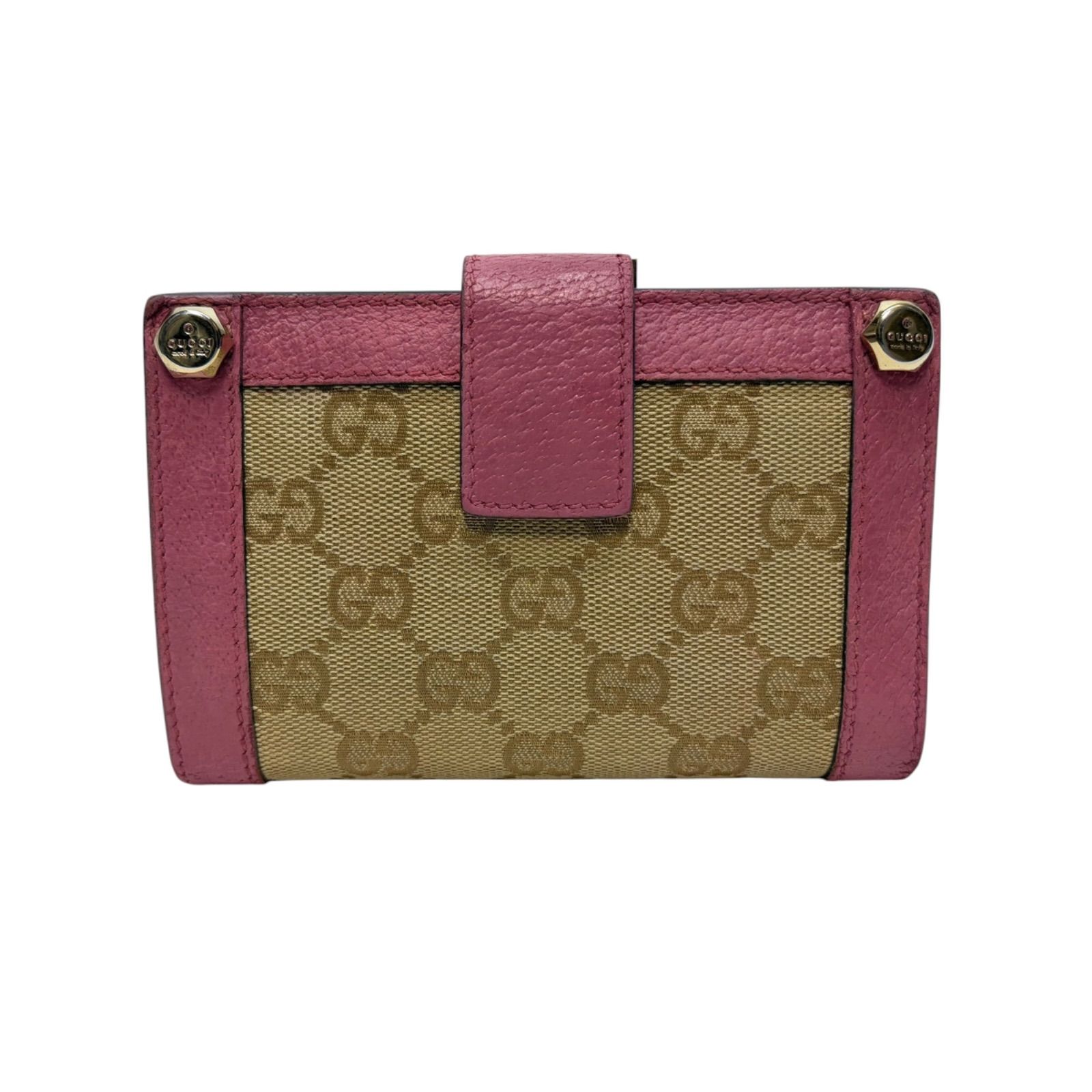 4117 GUCCI グッチ 折り財布 コンパクトウォレット キャンバス GG ピンクベージュ がまくち 9,620円