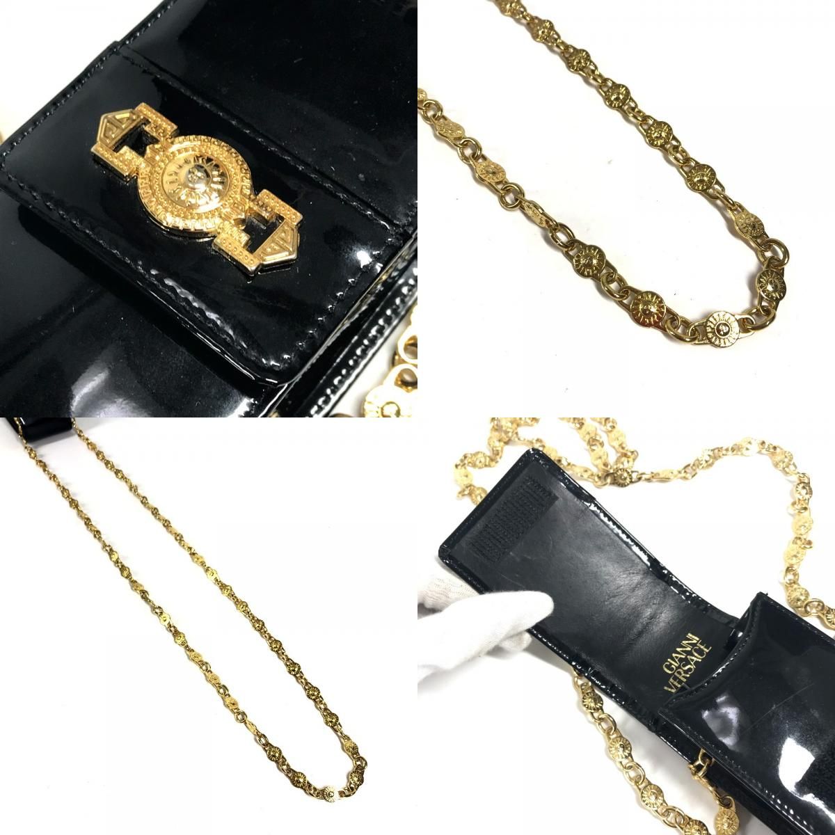 VERSACE ヴェルサーチ ショルダーバッグ サンバースト ロゴ 携帯ポーチ