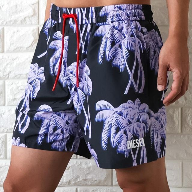 【並行輸入品】ディーゼル ビーチショーツ サーフパンツ 水着 海パン メンズ ブラック ハーフパンツ 短パン DIESEL ブランドロゴ A22098 RIRAG 9AW