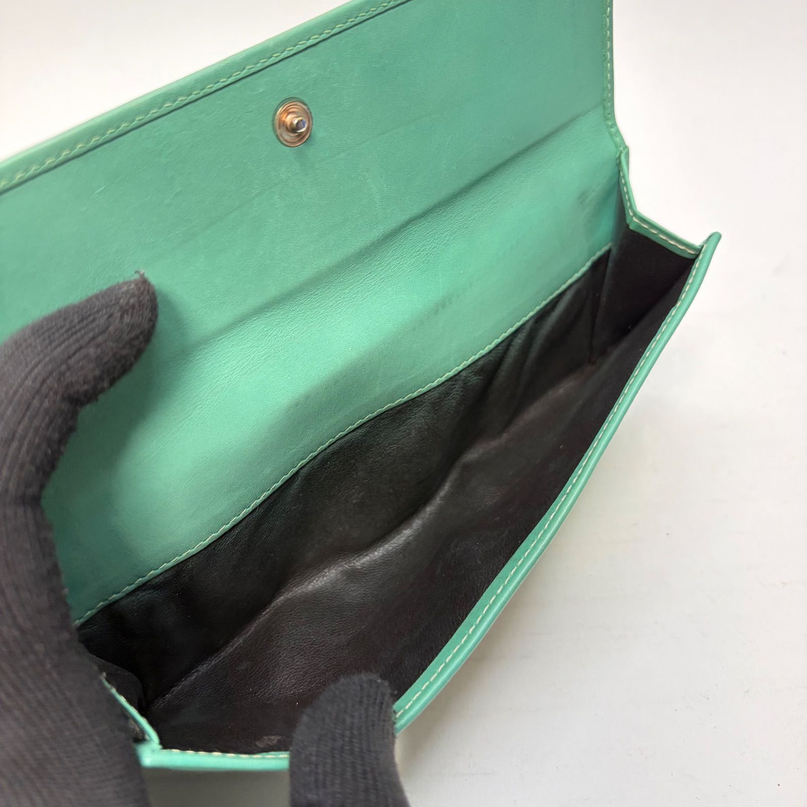 4037 GUCCI グッチ 長財布 グリーン レザー キャンバス Wホック - メルカリ