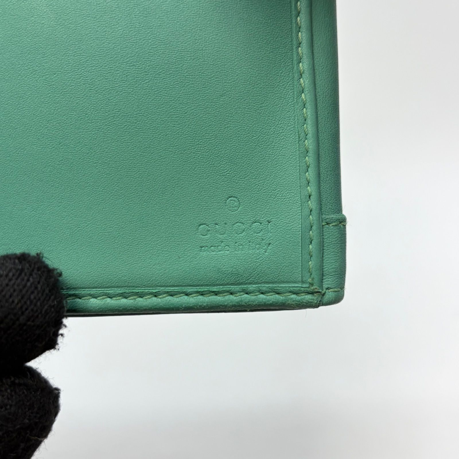 4037 GUCCI グッチ 長財布 グリーン レザー キャンバス Wホック - メルカリ