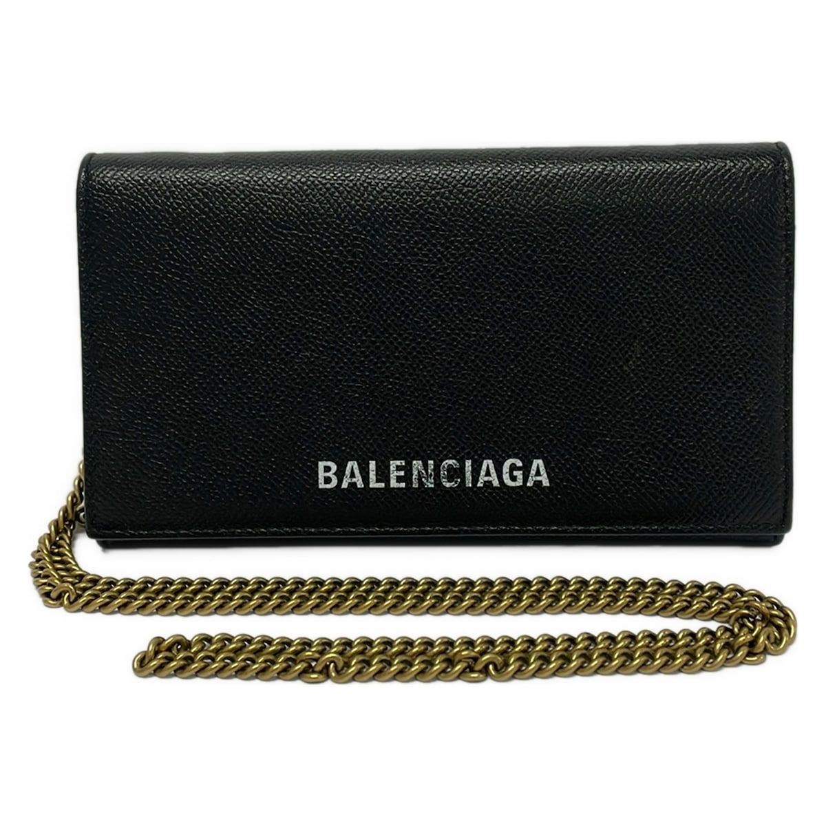 BALENCIAGA(バレンシアガ) 財布 ビルフォン ウォレット オン チェーン 579309 黒 チェーンウォレット レザー