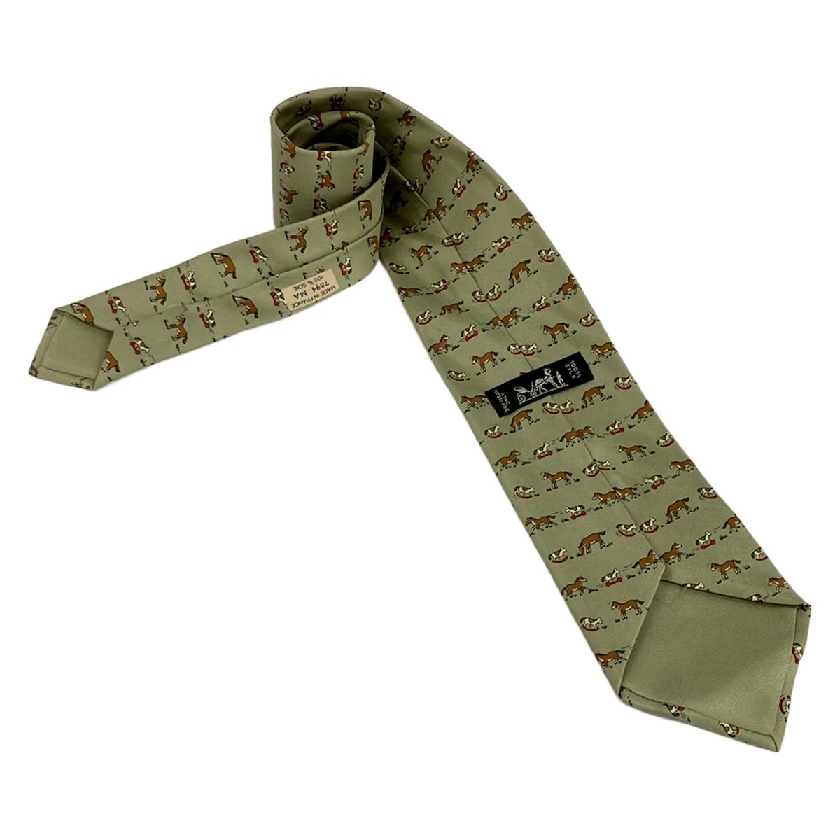 HERMES エルメス シルクネクタイ ホース柄 グレー系 馬柄 大剣幅9cm HERMES エルメス シルクネクタイ ホース柄 グレー系 馬柄 大剣幅9cm
