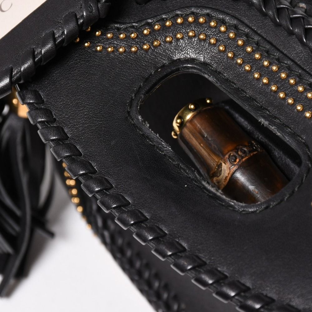 極美品 GUCCI グッチ ニューバンブーレザー2WAYハンドバッグ