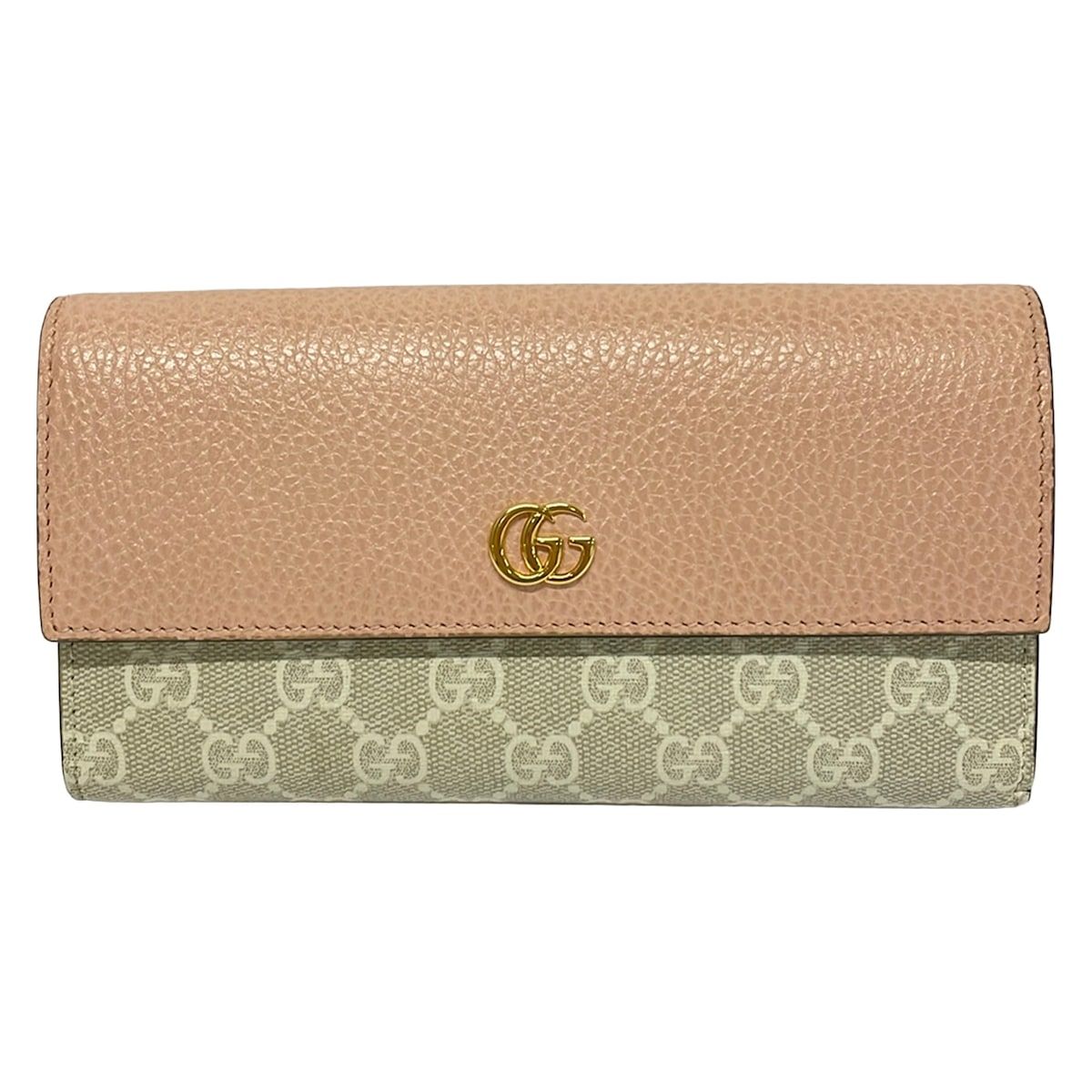 GUCCI(グッチ) 長財布 GGマーモント コンチネンタルウォレット 456116 ピンク×ベージュ レザー