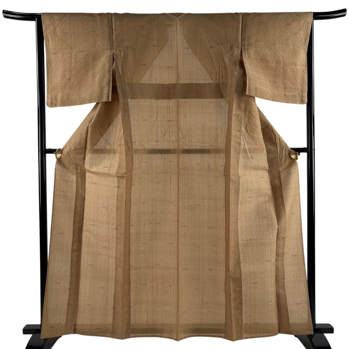 紬 身丈162.5cm 裄丈64.5cm M 薄物 夏紬 幾何学 山吹茶色 正絹 名品 【中古】 16,350円