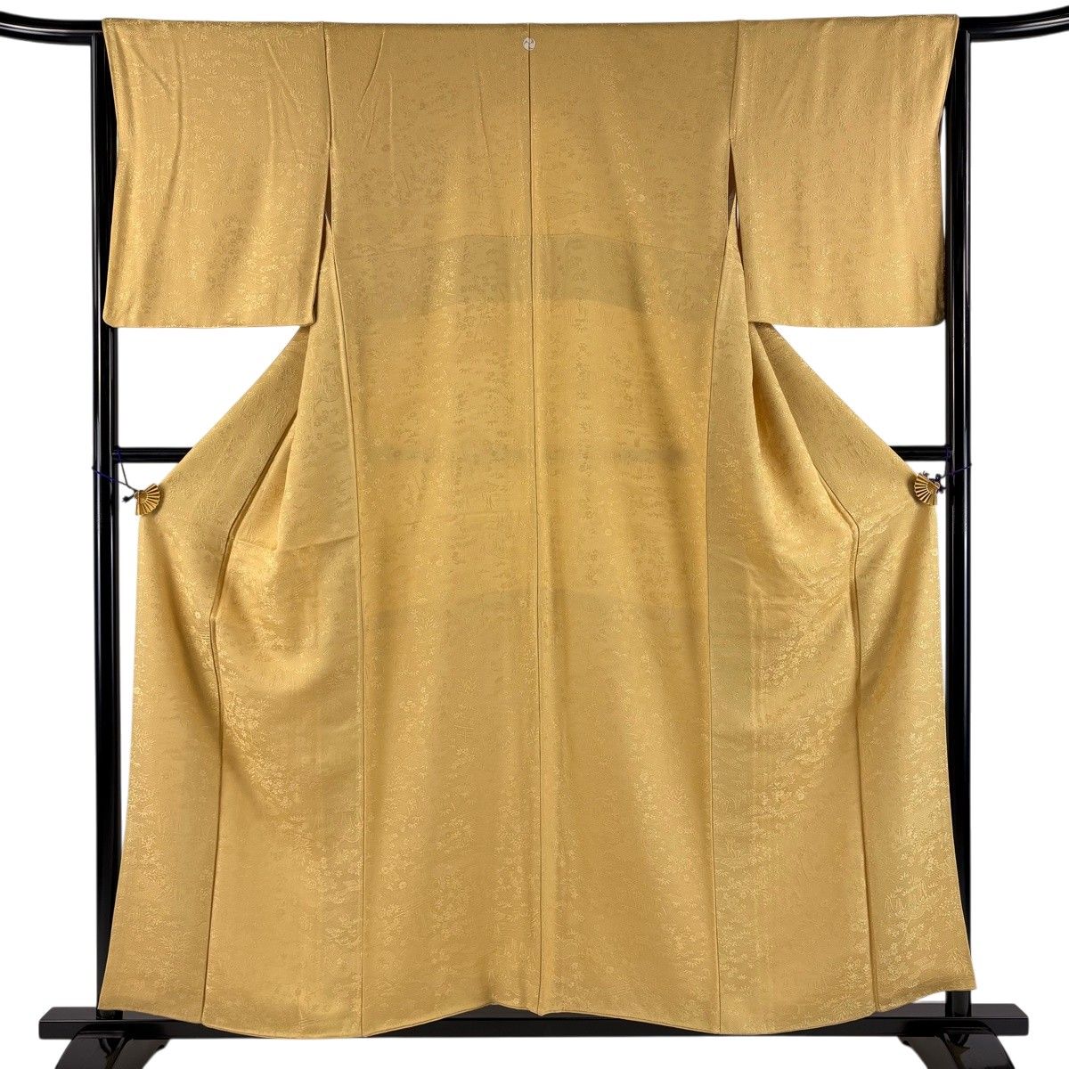 美品】 色無地 身丈156cm 裄丈65cm M 袷 地紋 薄黄土色 正絹 秀品 一つ 