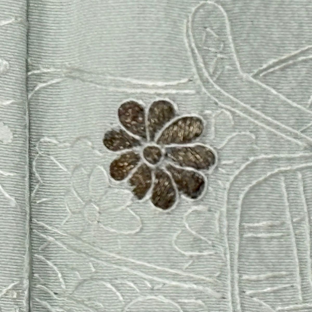 訪問着 身丈170cm 裄丈65cm M 袷 御所車 草花 刺繍 金銀糸 薄緑 正絹