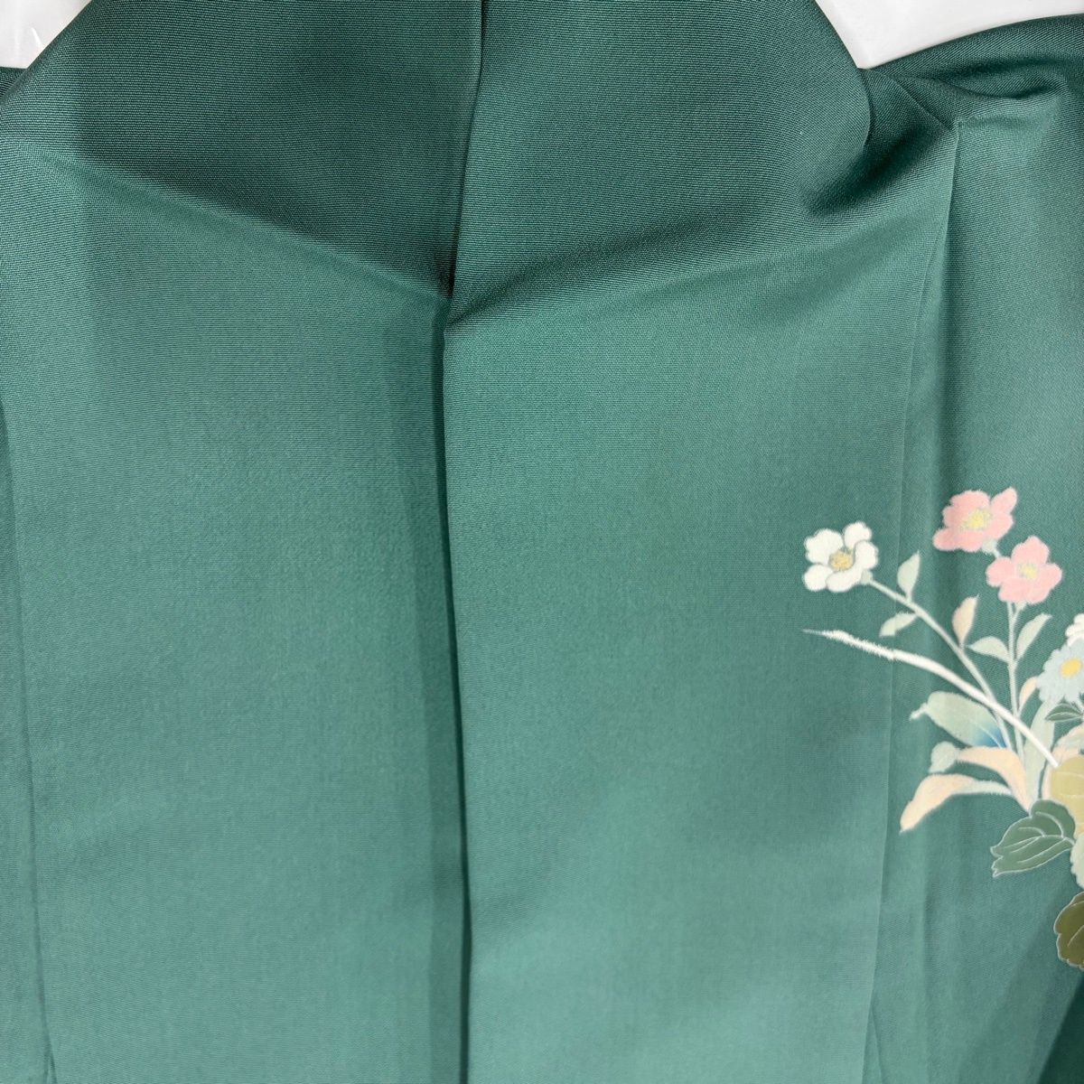 訪問着 身丈157cm 裄丈64cm M 袷 草花 ぼかし 薄緑 正絹 秀品 【中古 