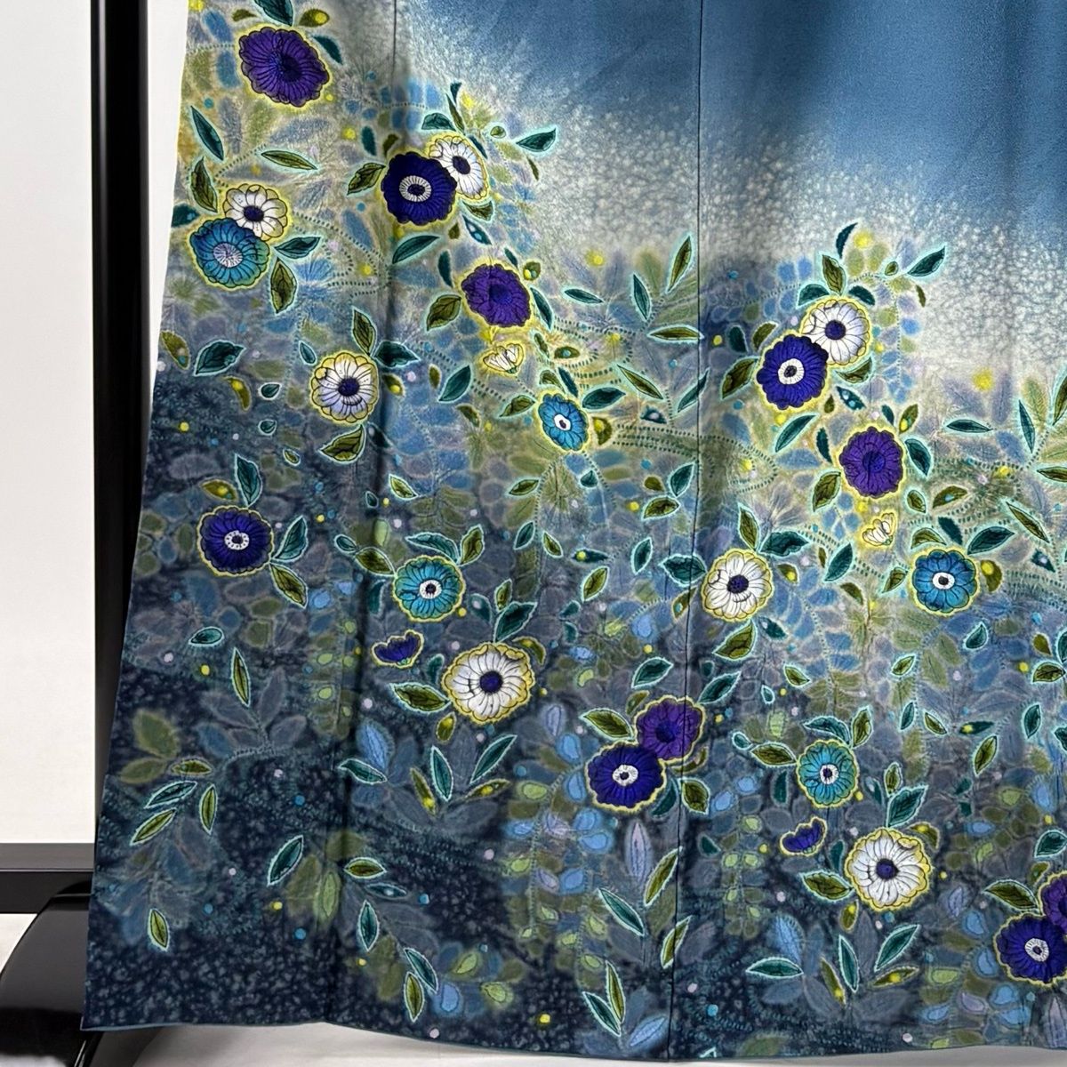 美品】 訪問着 身丈167cm 裄丈66cm M 袷 落款 辻が花 ぼかし 青灰色