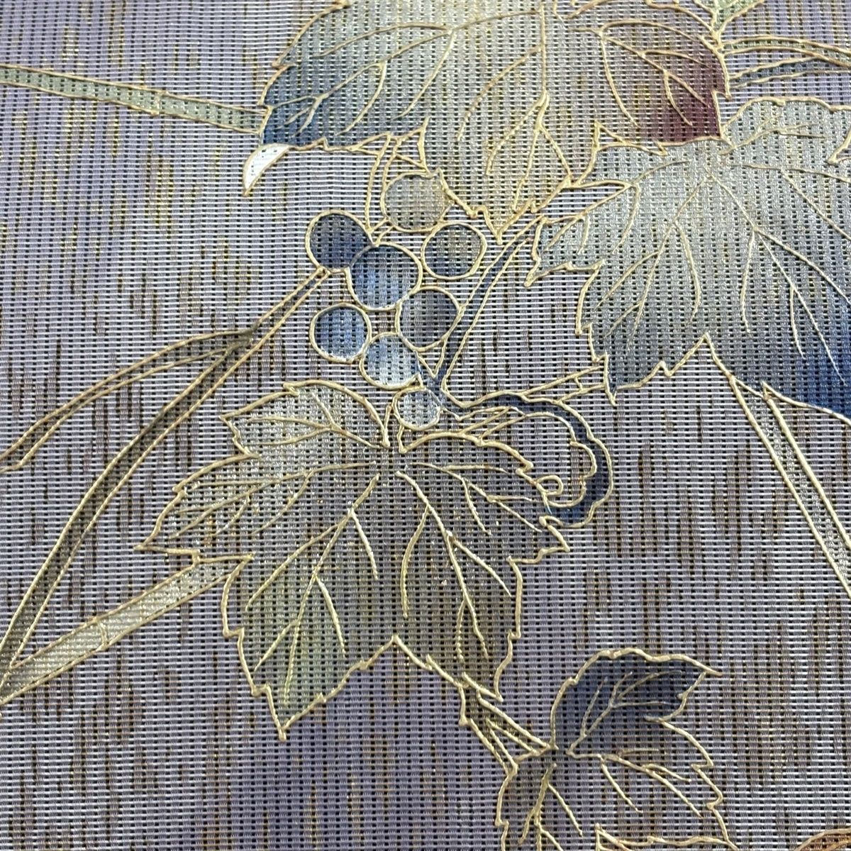 袋帯 秀品 夏帯 葡萄 箔 金彩 薄紫 お太鼓柄 正絹 【中古】 - メルカリ