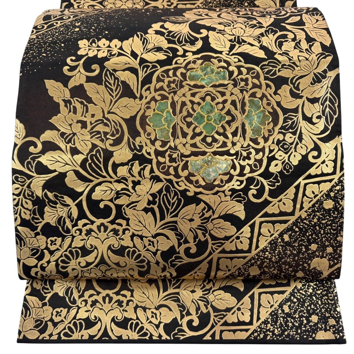 袋帯 名品 華文 花唐草 螺鈿 金彩 黒 お太鼓柄 正絹 【中古】 - メルカリ